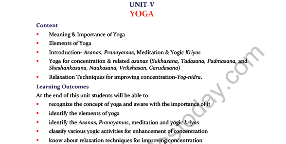 YOGA CHAPTER CLASS 11 PHYSICAL EDUCATION NOTES visual data 3